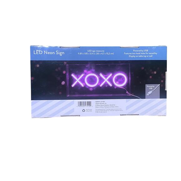 Elements LED Neon Hug Kiss XOXO Hot Pink Light-Up Sign Clear Acrylic New - Picture 2 of 7